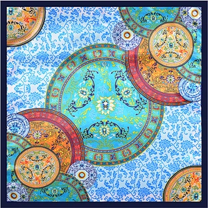 Soft smooth printing large square simulation silk scarf muslim silk square scarf designer shawl