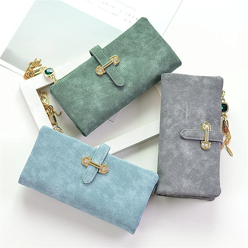 Wholesale Fashion Multi-compartment Tassel Long Clutch multifunction woman red leather wallet card holder