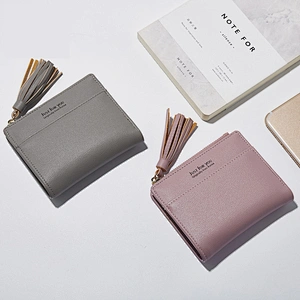 Simply Elegant Design Pure Color Women Wallet Leather For Sale