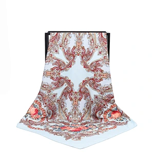Muslim ladies cashew nut printed sunscreen scarf women twill silk square scarf headscarf