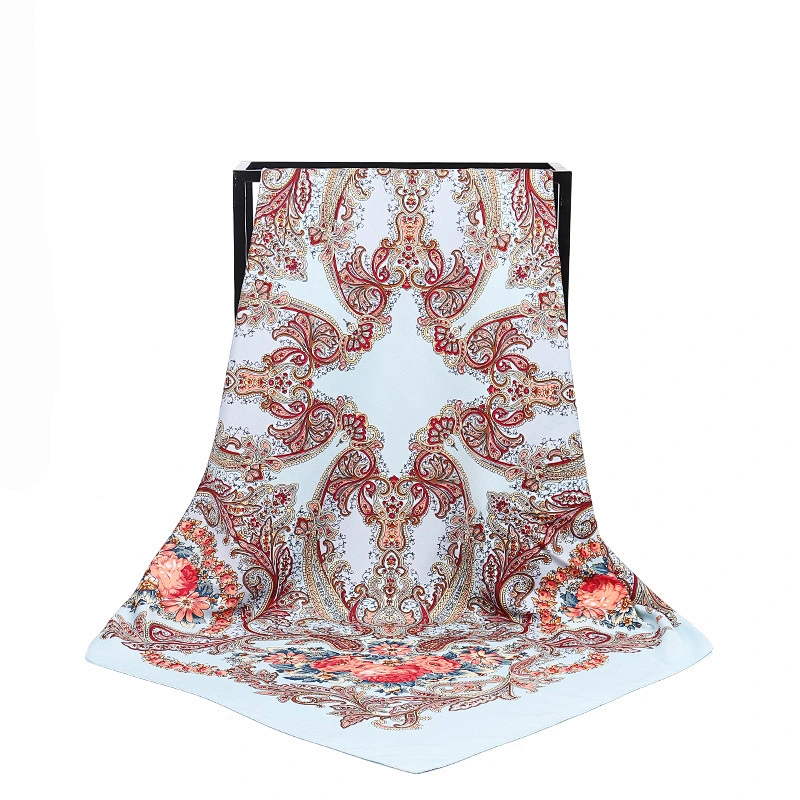 Muslim ladies cashew nut printed sunscreen scarf women twill silk square scarf headscarf