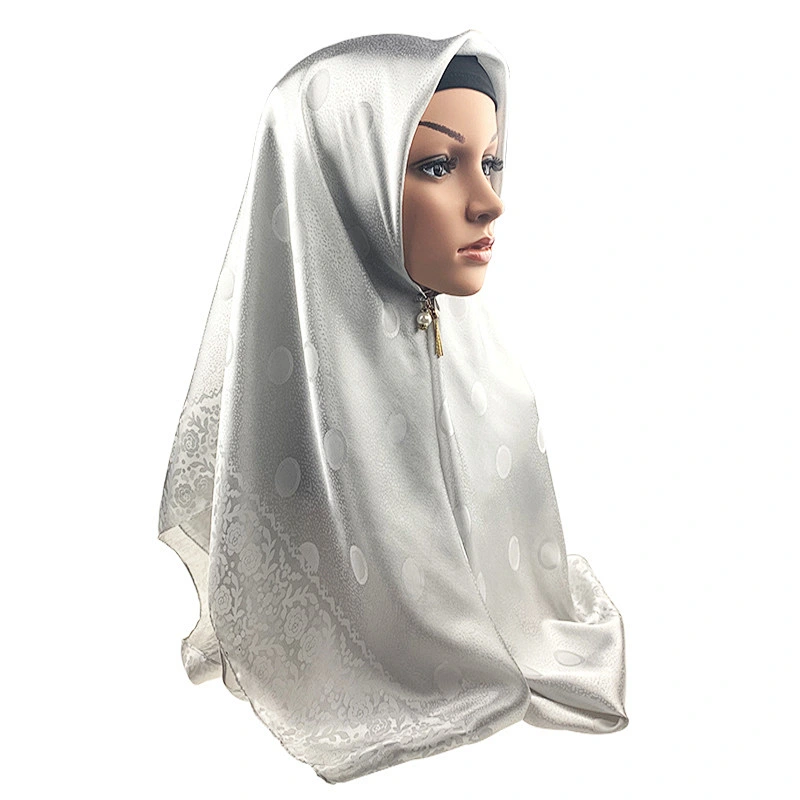 Classic wild circular jacquard solid color long scarf women polyester hijab scarf muslim