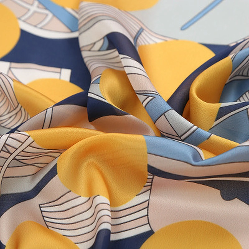 Retro literary print summer decorative scarf polka dot printed silk satin square scarf wholesale
