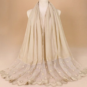 Muslim hijab tie-dyed plain weave solid color wholesale lace hijab scarves cotton ladies long scarf