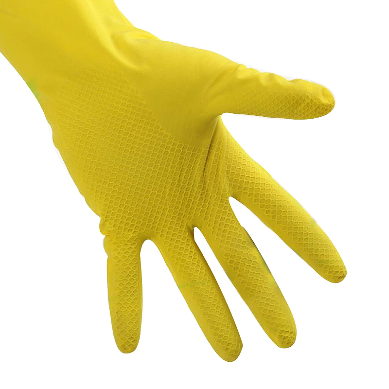 Yellow Latex Rubber Gloves Kitchen Dishwashing Household Latex Rubber Gloves