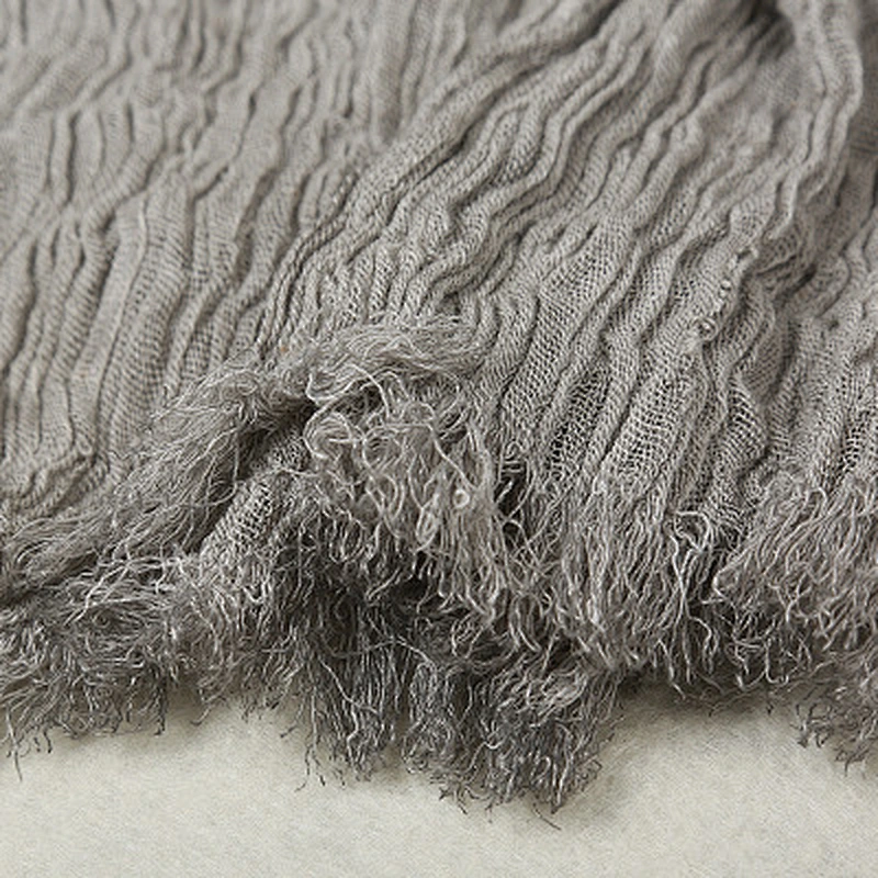 Spring and summer new solid color travel sunscreen long pleated cotton crinkle women scarf