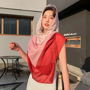 2020 new cotton and linen printed scarf sun shawl custom plain color polyester scarf