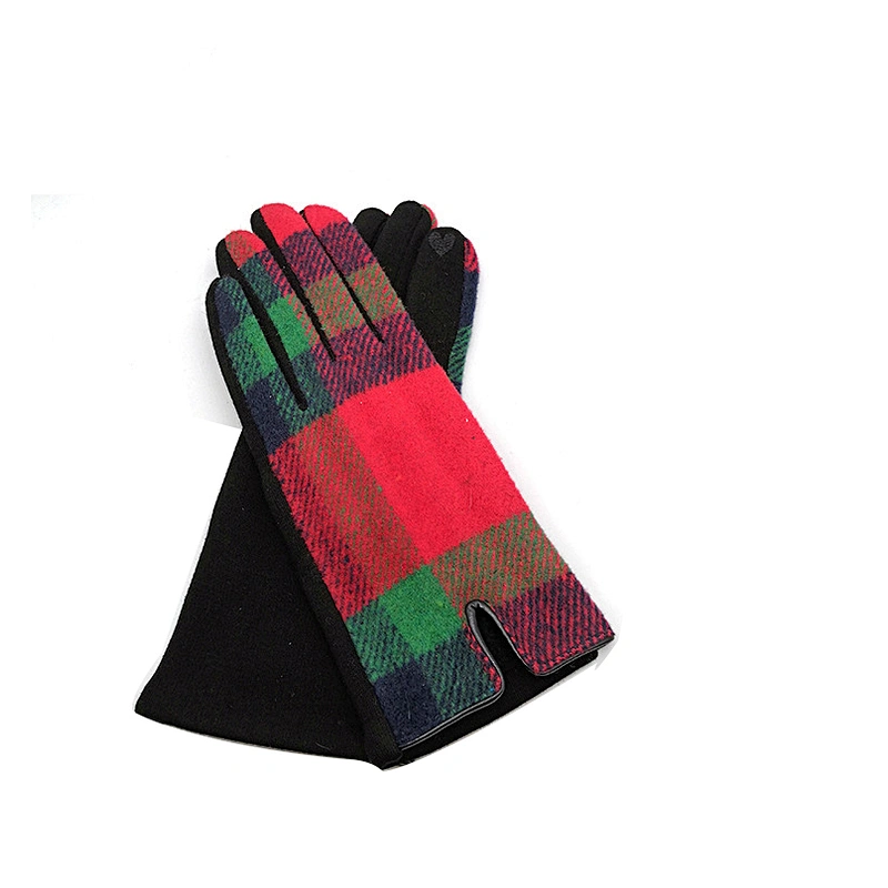 Women Touchscreen Winter Fashion Warm Antifreezing Plaid Gloves