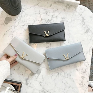 New Geometric Envelope Clutch Card Holders fashion women ladies  leather long wallet