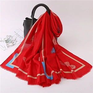 Factory direct sales long sunscreenscarf warm abstract print women polyester scarf