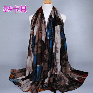 Wholesale 2019 hot sale Summer woman sunscreen shawl  Multi-color blending printed long cotton scarf