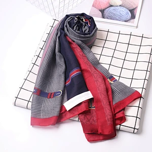 Chain shawl high imitation linen material female beach sunscreen beach custom polyester scarf