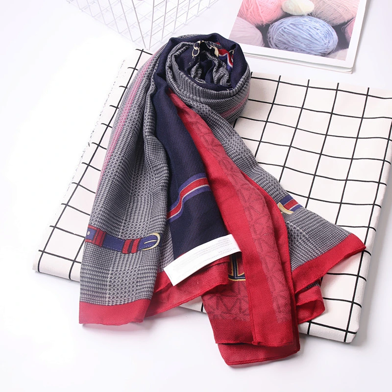 Chain shawl high imitation linen material female beach sunscreen beach custom polyester scarf