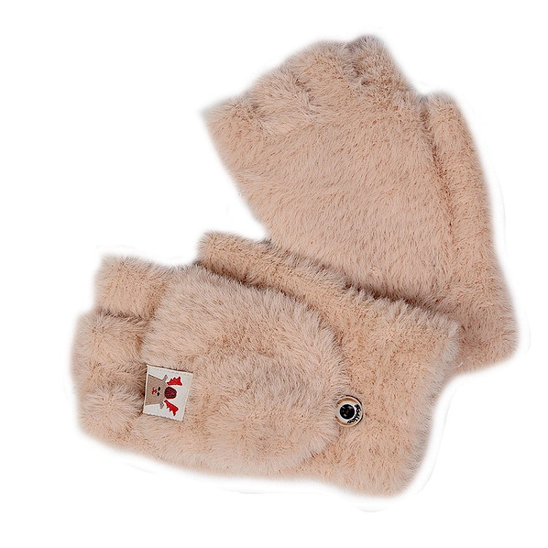 Hot Selling Womens Soft Fingerless Gloves Winter  Warm Flip Half Finger Gloves