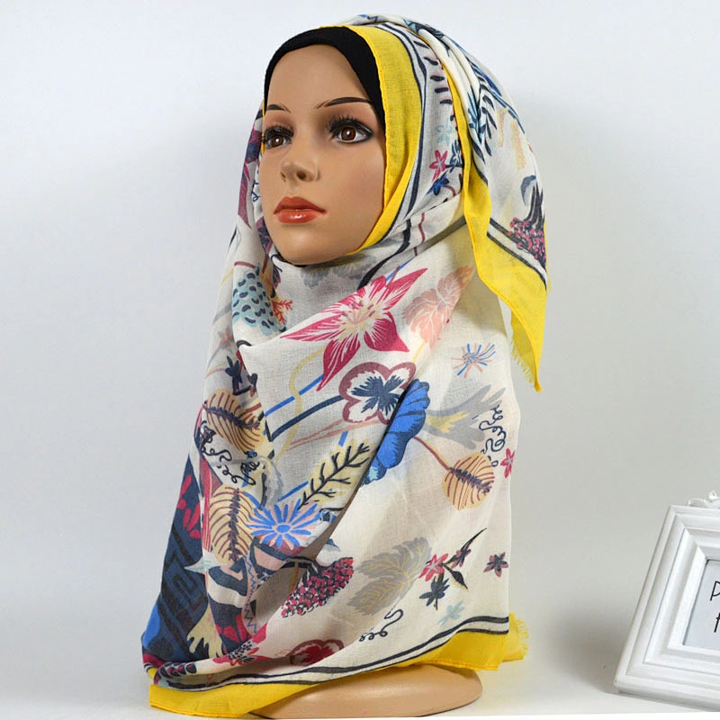 Manufacturers wholesale soft smooth floral print all-match  muslim women blended scarf hijab