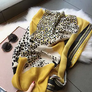 2020 new female thin section fashion long section leopard scarf silk cotton shawl scarf
