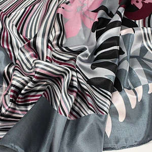 Muslim scarf 90cm satin printing large square towel russian silk square neck scarf
