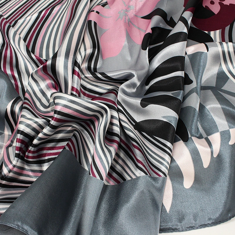 Muslim scarf 90cm satin printing large square towel russian silk square neck scarf