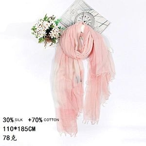 Factory direct sales large size thin women cotton plaid foulard silk scarf