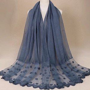 Muslim hijab tie-dyed plain weave solid color wholesale lace hijab scarves cotton ladies long scarf