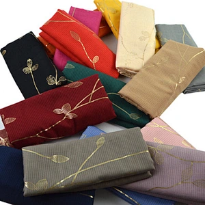 Women's muslim headscarf hijab gold leaf printed low price cotton and linen head scarf muslim hijab