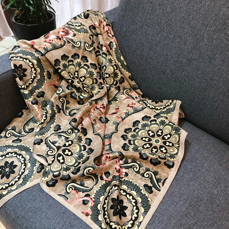New classic national style printed square women 90cm silk square scarf