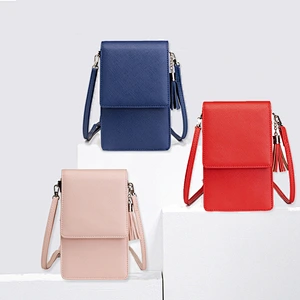 Ladies pu large capacity shoulder Multifunction tassel crossbody wallet phone  bag