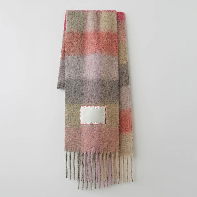 240Cmx37Cm Imitation Cashmere Scarf Long Shawl Scarf Women Rainbow Checked Scarf