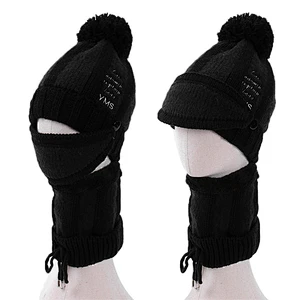 3-pieces fashion warm knit hat thick cap knitted women winter hat scarf and mask set