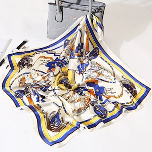 Spring small scarves gift sailboat printed sunscreenscarf women square silk long scarf