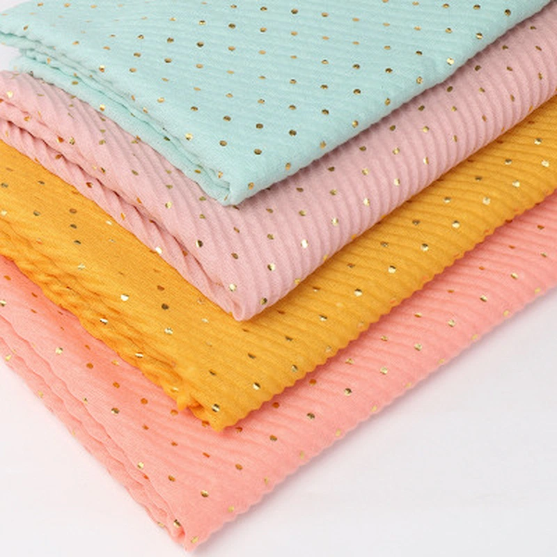 Wholesale monochrome sprinkle gold fold bronzing winter cotton linen hijab scarf women