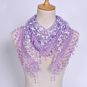 Lace hollow solid color triangle scarf breathable ladies neck scarf triangular scarf women