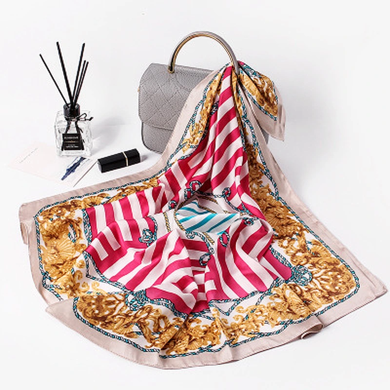 New real silk satin professional small neck square scarf printed luxury square silk scarf