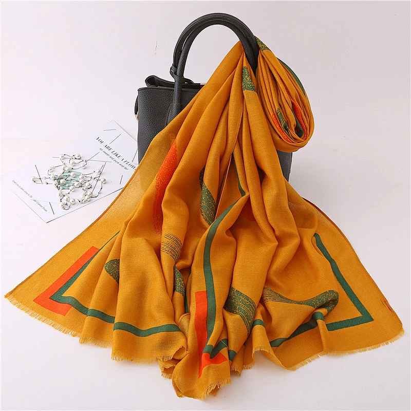 Factory direct sales long sunscreenscarf warm abstract print women polyester scarf