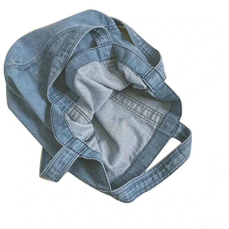 Reusable fashion extra large tote bags blue jean canvas denim shopping tote bag