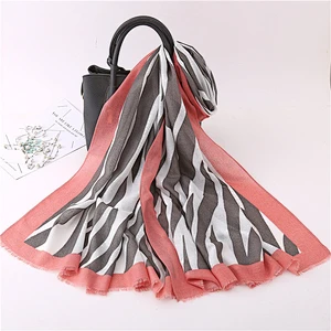 Factory direct animal print polyester long scarf printed arab muslim hijab scarf turban