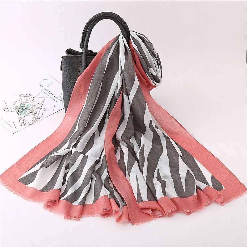 Factory direct animal print polyester long scarf printed arab muslim hijab scarf turban