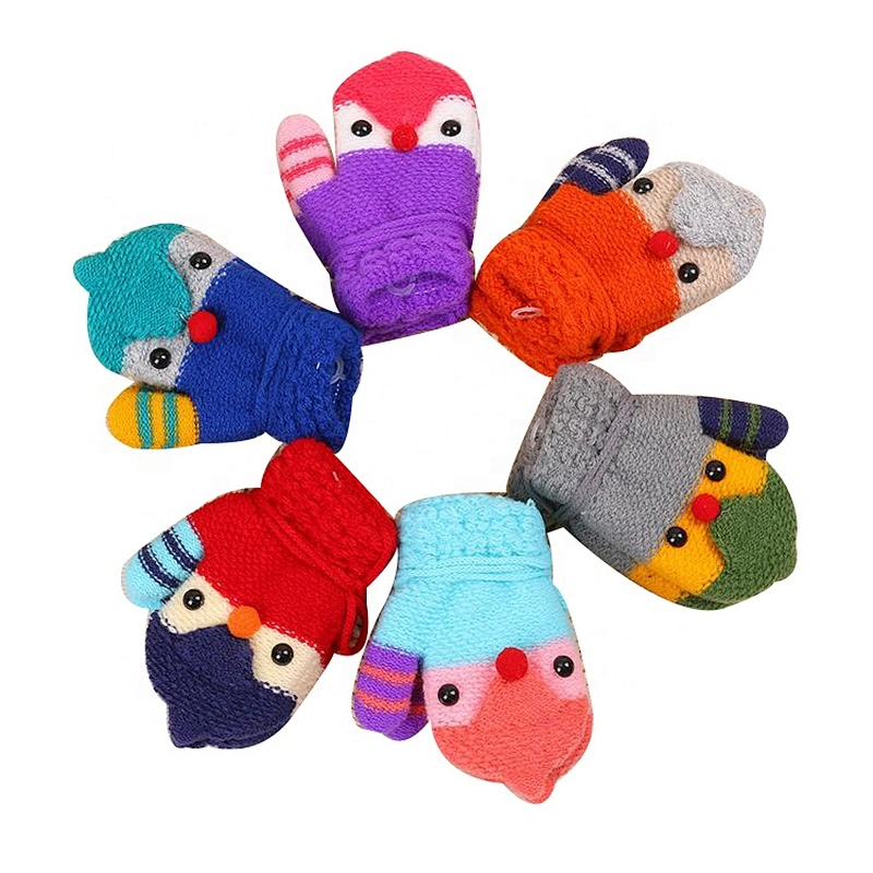 Cute Cartoon Children Knitted Gloves Baby Winter Warm Mittens Gloves