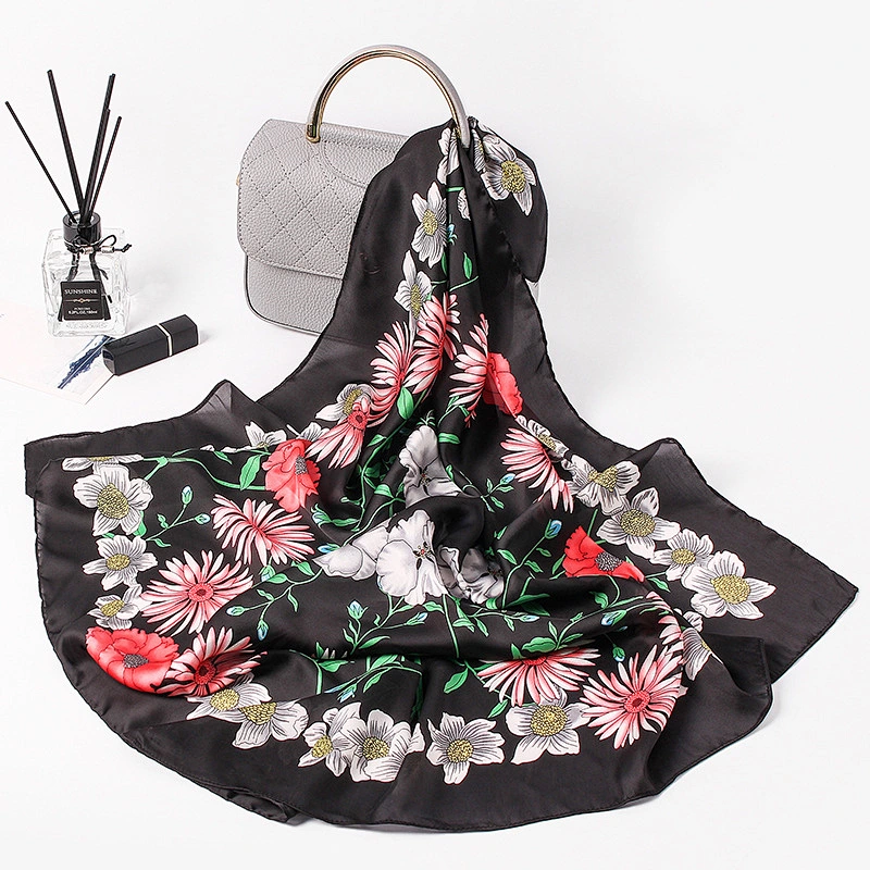 Hot selling literary small fresh small square sunscreenscarf women printed square silk scarf