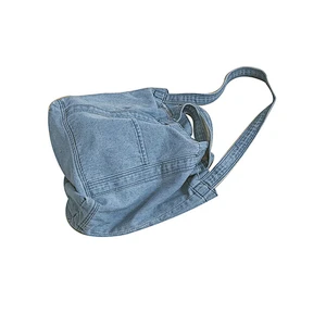 Reusable fashion extra large tote bags blue jean canvas denim shopping tote bag