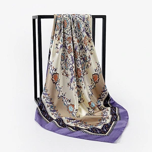 Manufacturers wholesale small square scarf simulation silk scarves  digital print silk satin square scarf