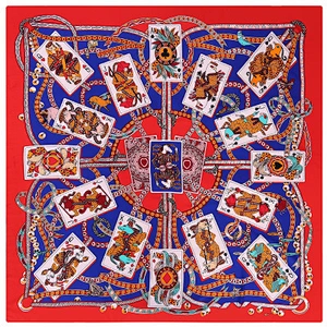 Poker printed artificial silk sunscreen scarf wholesale silk square neck scarf plain scarves