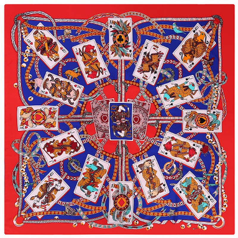 Poker printed artificial silk sunscreen scarf wholesale silk square neck scarf plain scarves