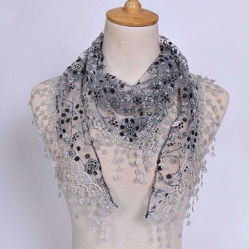 Lace hollow solid color triangle scarf breathable ladies neck scarf triangular scarf women