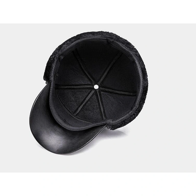 Customizable leather warm earmuffs hats for men and women outdoor windproof winter hat