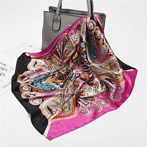 Light breathable women simulation silk stain printing muslim plain square scarves scarf