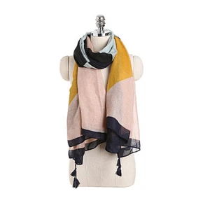 Women's elegant color matching wild long shawl soft voile square shawl scarf