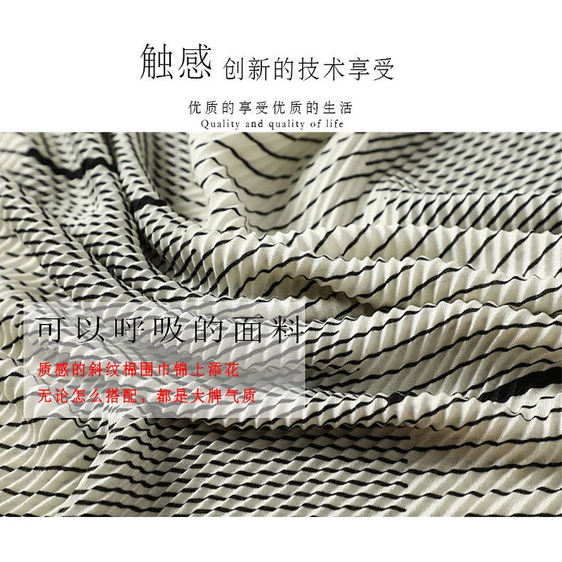 Autumn and winter warm fashion cotton and linen scarf print pleated cotton crinkle striped winter scarf