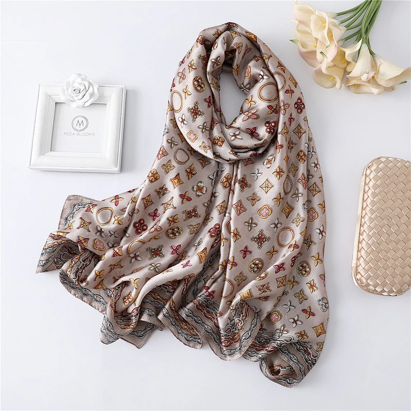 Fashion thin sunscreen oversized shawl women summer printing silk long shawl and scarves