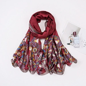 Muslim headscarf female printed gifts satin long scarf imitated silk sunscreen shawl scarf